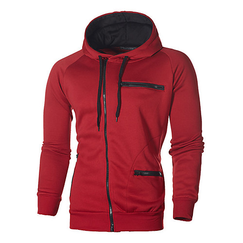 

Men's Hoodie Zip Up Hoodie Color Block Hooded Daily Weekend Basic Casual Hoodies Sweatshirts Slim Wine Camel White