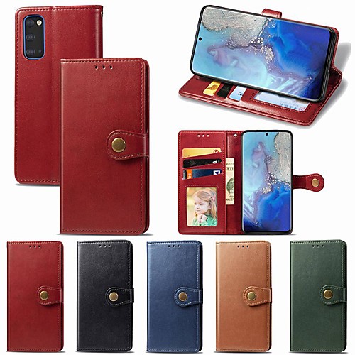 

Case For Samsung Galaxy Note 10/Note 10 Plus/A10s Wallet / Card Holder / with Stand Full Body Cases Solid Colored PU Leather For Galaxy A20S/S20/S20 Plus/S20 Ultra/A51/A71/A81/A91/A70S