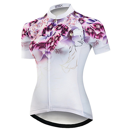 

21Grams Women's Short Sleeve Cycling Jersey Summer Spandex Polyester Red / White Floral Botanical Bike Jersey Top Mountain Bike MTB Road Bike Cycling UV Resistant Quick Dry Breathable Sports Clothing