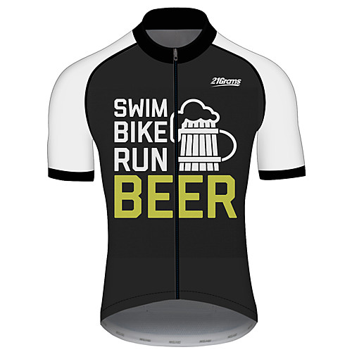 

21Grams Men's Short Sleeve Cycling Jersey Summer Spandex Polyester BlackWhite Oktoberfest Beer Bike Jersey Top Mountain Bike MTB Road Bike Cycling UV Resistant Quick Dry Breathable Sports Clothing
