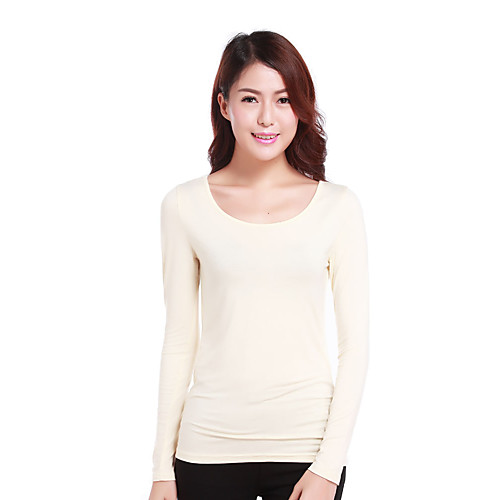 

Women's T shirt Solid Colored Long Sleeve Round Neck Basic Tops White Black Blue