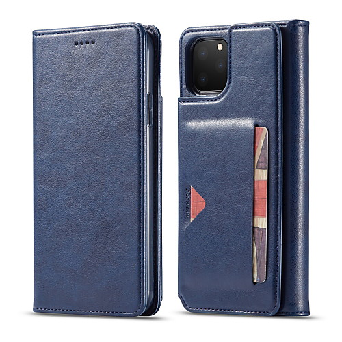 

Leather Case For Apple iPhone 11 / iPhone 11 Pro / iPhone 11 Pro Max Card Holder / Shockproof Full Body Cases Solid Colored PU Leather