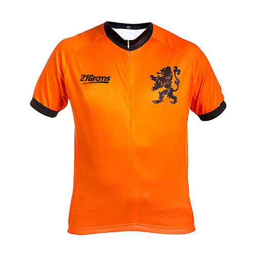 

21Grams Men's Short Sleeve Cycling Jersey Winter Spandex Polyester Orange Solid Color Bike Jersey Top Mountain Bike MTB Road Bike Cycling UV Resistant Quick Dry Breathable Sports Clothing Apparel