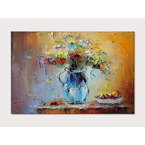 

Oil Painting Hand Painted Horizontal Abstract Floral / Botanical Modern Stretched Canvas