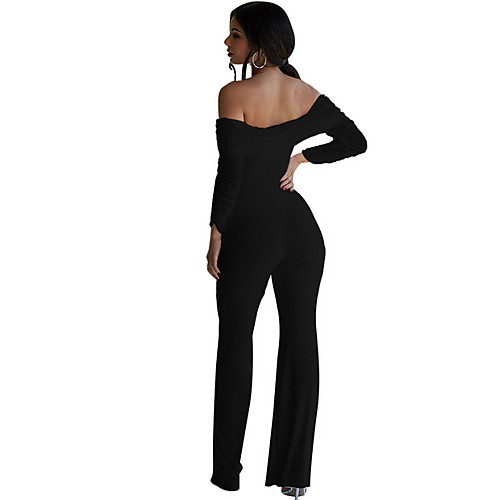 

Women's White Black Royal Blue Jumpsuit Solid Colored
