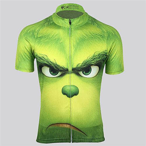 

21Grams Men's Women's Short Sleeve Cycling Jersey Spandex Polyester Green Cartoon Bike Jersey Top Mountain Bike MTB Road Bike Cycling UV Resistant Breathable Quick Dry Sports Clothing Apparel