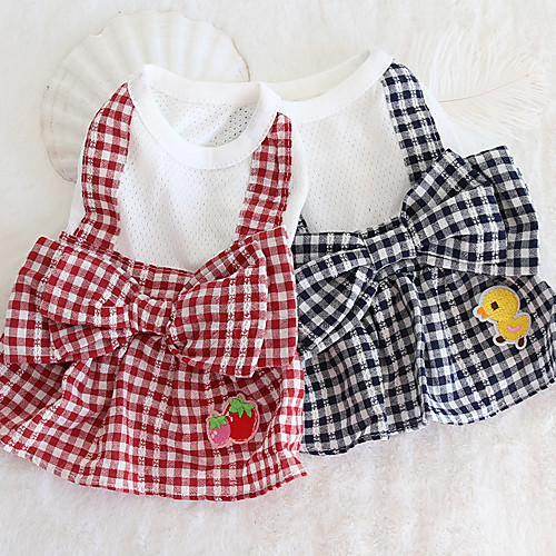 

Dog Costume Dress Dog Clothes Breathable Blue Costume Beagle Bichon Frise Chihuahua Cotton Plaid / Check Cartoon Bowknot Casual / Sporty Cute XS S M L XL
