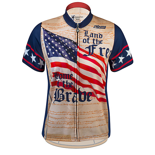 

21Grams Men's Short Sleeve Cycling Jersey Spandex Polyester BrownGray American / USA USA National Flag Bike Jersey Top Mountain Bike MTB Road Bike Cycling UV Resistant Quick Dry Breathable Sports