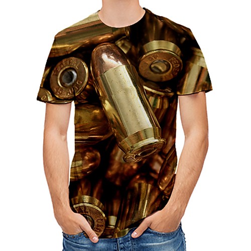 

Men's T shirt Color Block Abstract 3D Print Short Sleeve Daily Tops Streetwear Punk & Gothic Gold