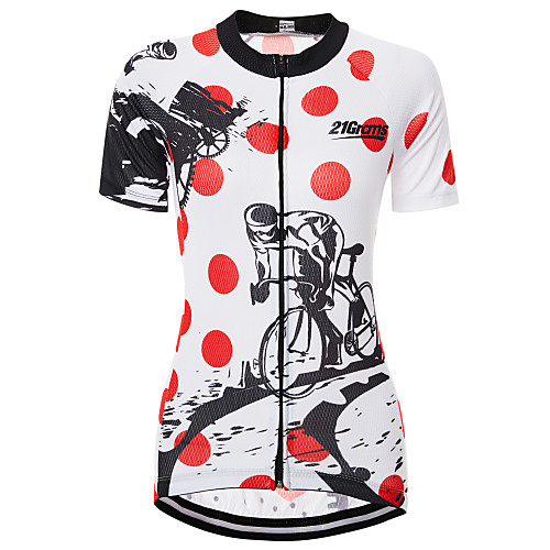 

21Grams Dot Gear Graffiti Women's Short Sleeve Cycling Jersey - Red / White Bike Jersey Top Quick Dry Moisture Wicking Breathable Sports Summer Terylene Mountain Bike MTB Clothing Apparel / Race Fit