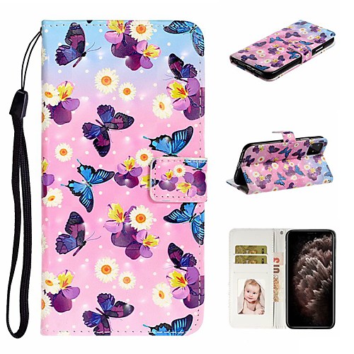 

Case For Apple iPhone 11 / iPhone 11 Pro / iPhone 11 Pro Max Wallet / Card Holder / with Stand Full Body Cases Butterfly PU Leather For iPhone XS Max/XS/XR/X/8 Plus/7/6/6s Plus/5/5S/SE