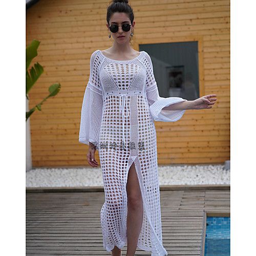 

Women's Plus Size Cover-Up Swimwear Swimsuit - Solid Colored S M L White Black