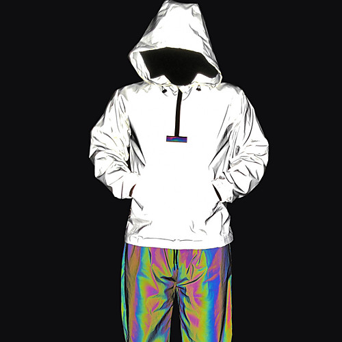 

Men's Long Sleeve Reflective Jacket Hoodie Jacket Windbreaker Quarter Zip Outerwear Hoodie Athleisure Wear Winter High Visibility Reflective Breathable Running Walking Jogging Sportswear Solid Colored