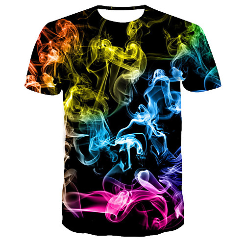 

Men's T shirt Geometric Plus Size Print Short Sleeve Daily Tops Basic Streetwear Blue