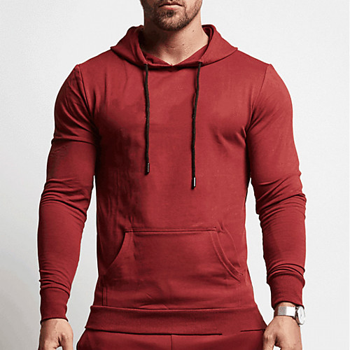 

Men's Long Sleeve Hoodie Sweatshirt Running Shirt Hoodie Top Winter Quick Dry Breathable Soft Fitness Running Jogging Sportswear Solid Colored Black Red Grey Navy Blue Activewear Micro-elastic