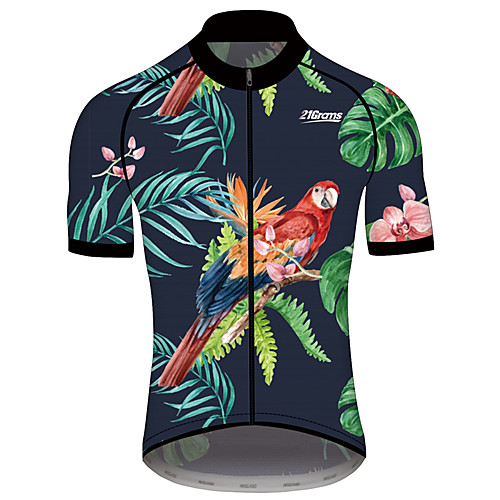 

21Grams Women's Men's Short Sleeve Cycling Jersey Summer Spandex Polyester BlueGreen Floral Botanical Hawaii Bike Jersey Top Mountain Bike MTB Road Bike Cycling Quick Dry Back Pocket Sports Clothing