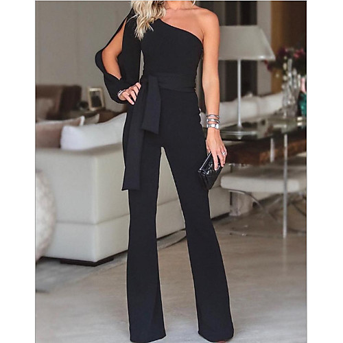 

Women's Basic Black Blue Purple Jumpsuit Solid Colored