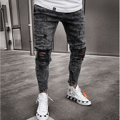 

Men's Streetwear Chinos Pants Solid Colored Full Length Black