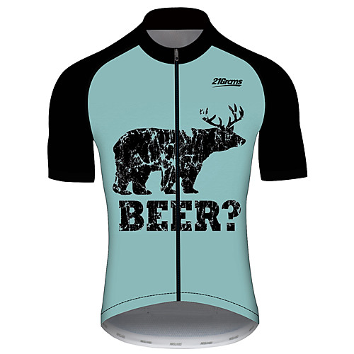 

21Grams Men's Short Sleeve Cycling Jersey Summer Spandex Polyester Green / Black Oktoberfest Beer Animal Bike Jersey Top Mountain Bike MTB Road Bike Cycling UV Resistant Quick Dry Breathable Sports