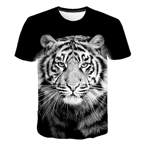 

Men's T shirt Geometric Plus Size Print Short Sleeve Daily Tops Basic Streetwear Black