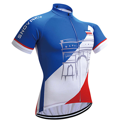 

21Grams Men's Short Sleeve Cycling Jersey Summer Spandex Polyester BlueWhite Solid Color Bike Jersey Top Mountain Bike MTB Road Bike Cycling UV Resistant Quick Dry Breathable Sports Clothing Apparel