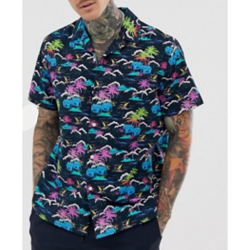 

Men's Shirt Scenery Short Sleeve Daily Tops Blue