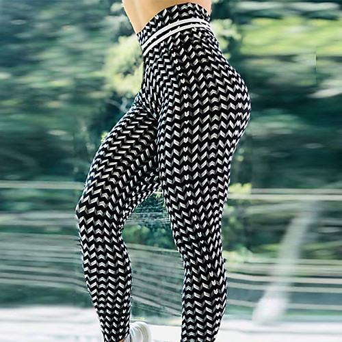 

Women's High Waist Yoga Pants Tights Leggings Tummy Control Butt Lift Moisture Wicking BlackWhite Fitness Gym Workout Running Sports Activewear High Elasticity Skinny