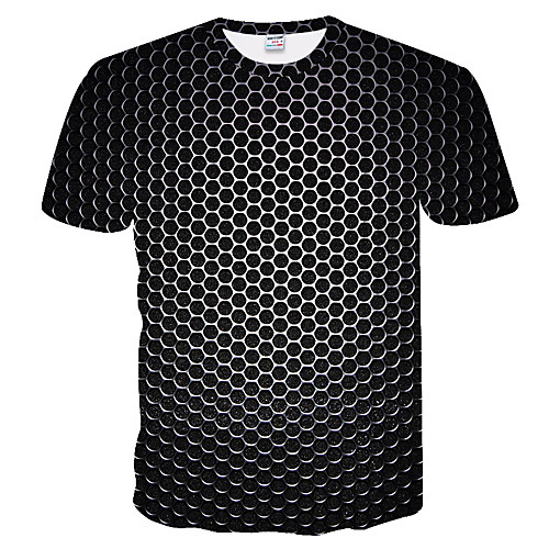 

Men's T shirt Shirt Graphic Geometric 3D Plus Size Short Sleeve Daily Tops Basic Round Neck Purple Black Gold