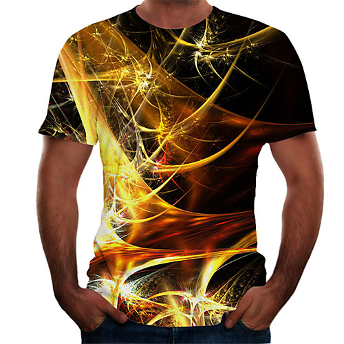 

Men's T shirt Graphic 3D Plus Size Short Sleeve Daily Tops Basic Gold