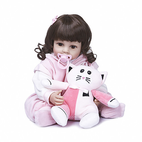 

22 inch Reborn Doll Baby Baby Girl Cute Hand Made Artificial Implantation Brown Eyes Full Body Silicone Silicone Silica Gel with Clothes and Accessories for Girls' Birthday and Festival Gifts