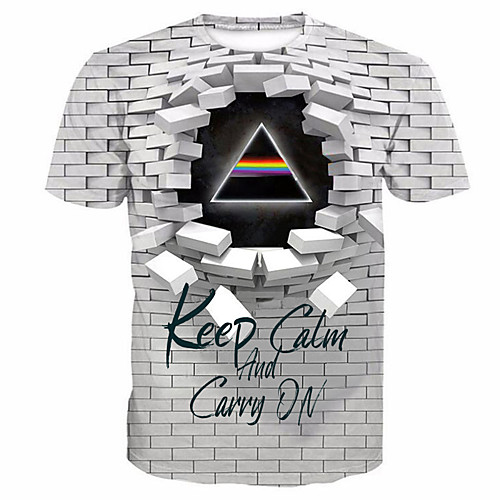 

Men's 3D Graphic Letter Plus Size T-shirt Short Sleeve Daily Tops Basic Round Neck White