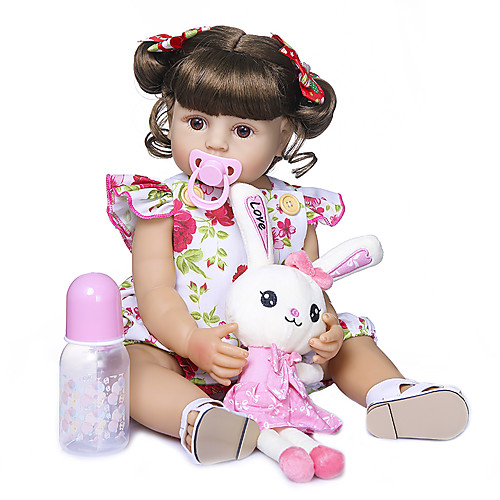 

22 inch Reborn Doll Baby Baby Girl Cute New Design Artificial Implantation Brown Eyes Full Body Silicone Silicone Silica Gel with Clothes and Accessories for Girls' Birthday and Festival Gifts