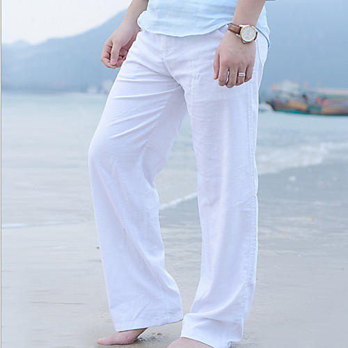 

Men's Cotton Basic Chinos Pants Straight Solid Colored Full Length White Black Army Green Khaki Navy Blue