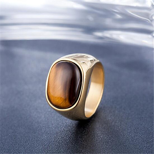 

Band Ring Tiger's Eye Stone Geometrical Silver Gold Titanium Steel Stone Precious Fashion Vintage 1pc 9 10 / Men's
