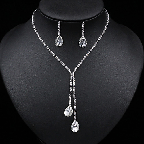 

Women's Jewelry Set Bridal Jewelry Sets Tennis Chain Drop Simple Fashion European Sweet Rhinestone Earrings Jewelry Silver For Anniversary Party Evening Gift Formal Festival 1 set