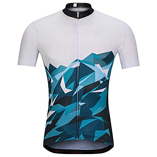 

21Grams Men's Short Sleeve Cycling Jersey Summer Spandex Polyester BlueWhite Bike Jersey Top Mountain Bike MTB Road Bike Cycling UV Resistant Quick Dry Breathable Sports Clothing Apparel / Stretchy