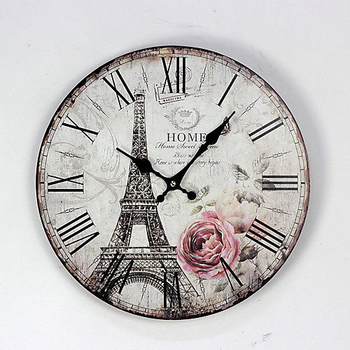 

1pcs 12 Inch Paris Tower Frameless Painted Wooden Wall Clock Restaurant Decoration