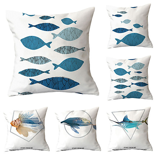 

Set of 6 Polyester Pillow Cover, Geometric Animal Simple Classic Square Traditional Classic Throw Pillow