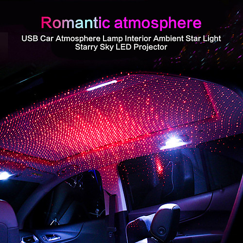 

1pcs USB RGB Car Light Roof Star Night Light Projector Atmosphere Galaxy Lamp USB Decorative Lamp Adjustable Multiple Lighting(Common style)