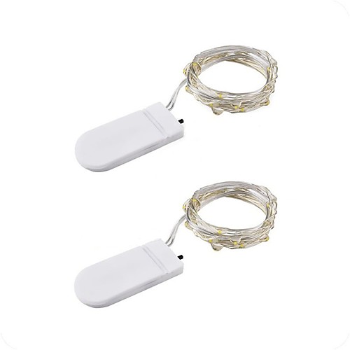 

2pcs Mini LED String light 1M Silver Wire Fairy Lights for Garland Home Christmas Wedding Party Decoration Powered by CR2032 Battery