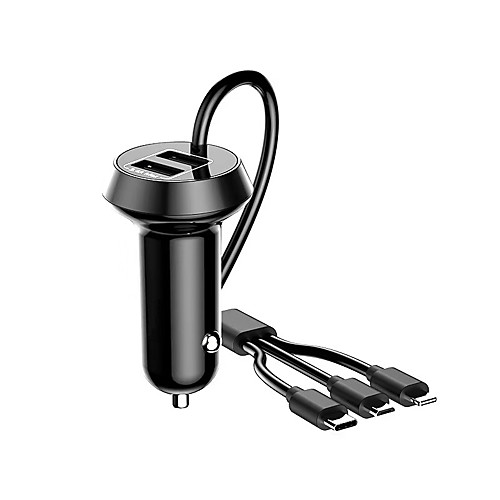 

Car Charger 5W /3.4A 3 USB Quick Charge Car Charger Adapter with Cable -Black