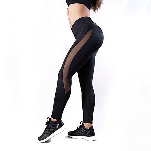 

Women's Basic Legging Solid Colored Print Mid Waist Black S M L