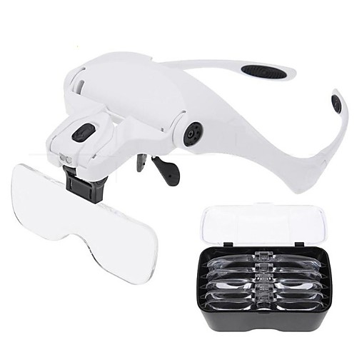 

Glasses Magnifier Glass 5 Lens Loupe Eyewear Magnifier With Led Lights Lamp Headband Led Magnifying Glass For Reading Looking