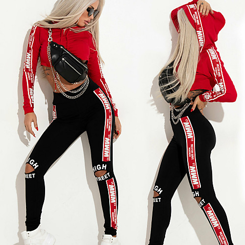 

Women's 2 Piece Full Zip Tracksuit Sweatsuit Jogging Suit Street Casual Winter Long Sleeve Breathable Soft Fitness Running Jogging Sportswear Red Activewear Micro-elastic / Athleisure