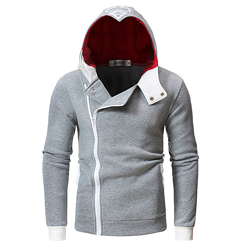 

Men's Hoodie Zip Up Hoodie Color Block Hooded Daily Basic Hoodies Sweatshirts Slim Gray White Black