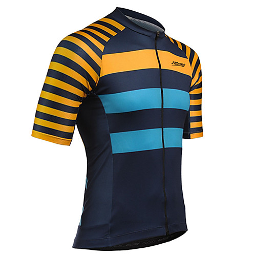 

21Grams Men's Short Sleeve Cycling Jersey Summer Spandex Polyester BlueOrange Stripes Solid Color Bike Jersey Top Mountain Bike MTB Road Bike Cycling UV Resistant Quick Dry Breathable Sports