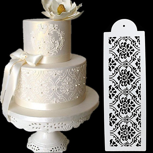 

2pcs Cake Spray Pattern Border Fancy Lace Cake Hollow Template DIY baking pastry tool
