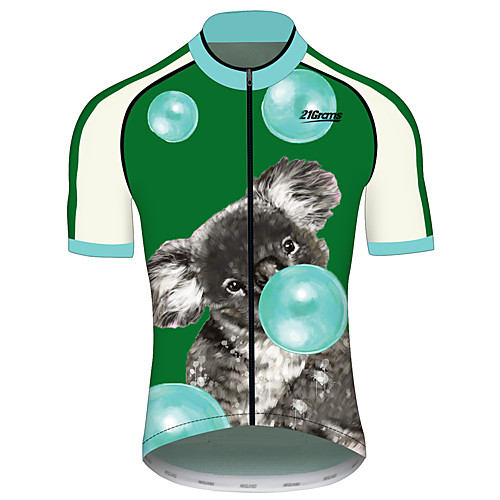 

21Grams Men's Short Sleeve Cycling Jersey Summer Green / Yellow Animal Bike Jersey Top Mountain Bike MTB Road Bike Cycling UV Resistant Quick Dry Breathable Sports Clothing Apparel / Stretchy
