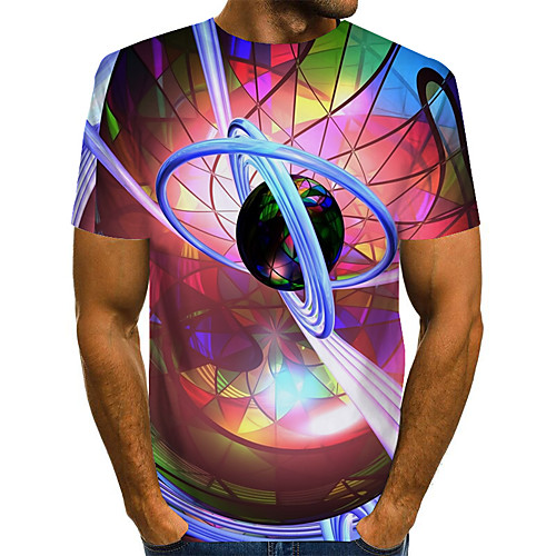 

Men's T shirt Graphic 3D Plus Size Print Short Sleeve Daily Tops Streetwear Exaggerated Rainbow