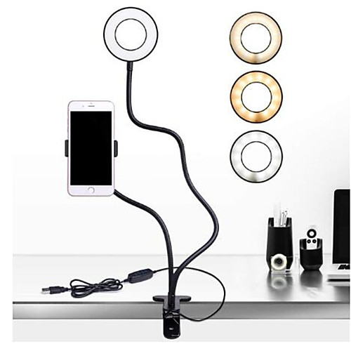 

Selfie LED Ring Light 2 in 1 Cell Phone Mobile Holder 360 Degree Lazy Bracket Desk Live Stream Lamp Flash For iPhone X 8 phone